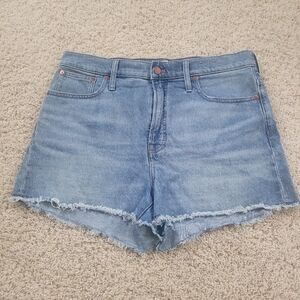 Madewell The Perfect Jean Short 32 In Balsam Wash Light Blue Denim Distressed